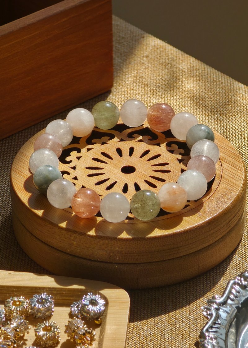 Rainbow Rabbit Hair Crystal Bracelet - สร้อยข้อมือ - คริสตัล หลากหลายสี