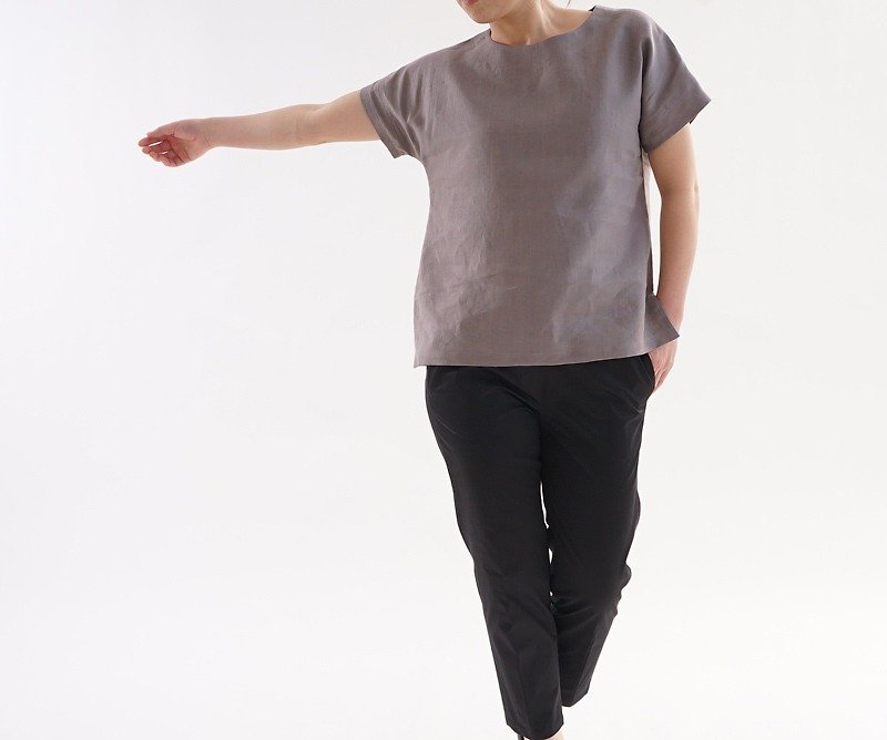 Linen drop shoulder T shirt / Vanille t 001 f - vay 2 - Women's Tops - Cotton & Hemp Khaki