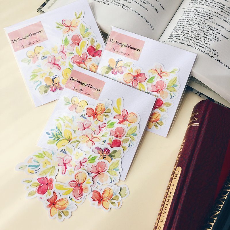 The Song of Flowers - Pink Orange (WT-018) - Stickers - Paper Pink