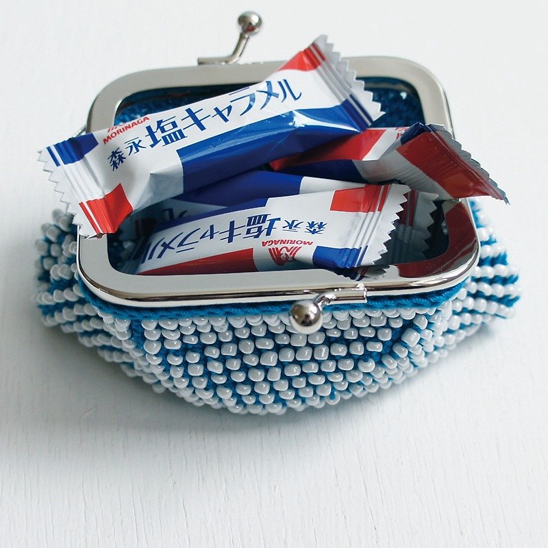 Ba-ba handmade☆beads crochet coinpurse (No.502） - 長短皮夾/錢包 - 其他材質 藍色