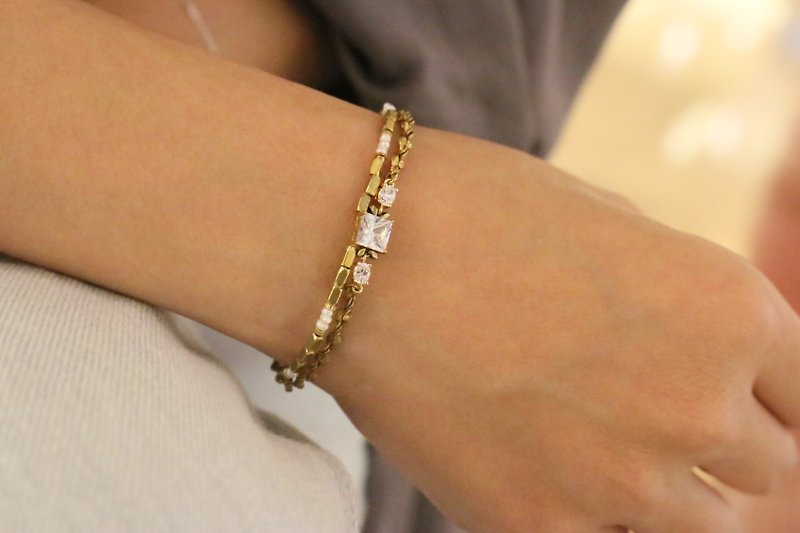 Crystal - Diamond bracelet 0925 - สร้อยข้อมือ - เครื่องเพชรพลอย สีทอง