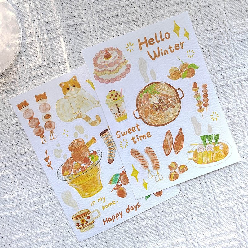 【Stickers】Nine-piece winter tree pattern sticker notebook - Stickers - Paper Multicolor