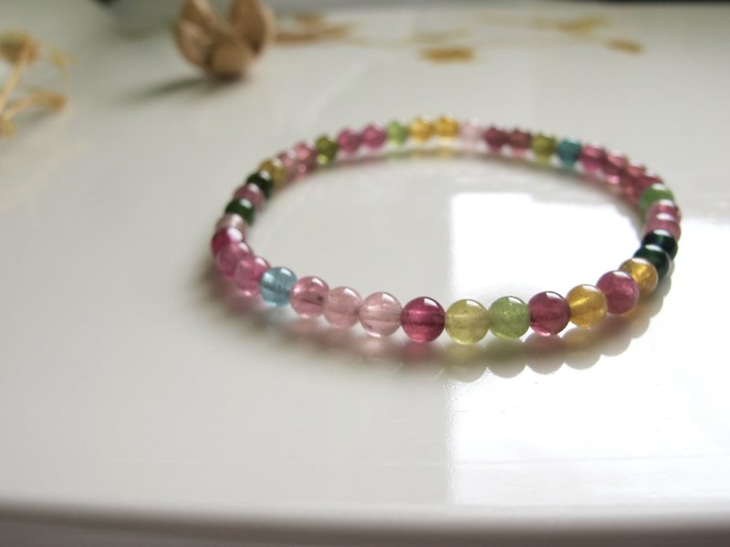 4.5mm Tourmaline wards off evil spirits, increases luck with the opposite sex and brings wealth, satisfies the seven chakras [Sweet Sugar Coating] - Bracelets - Semi-Precious Stones Multicolor