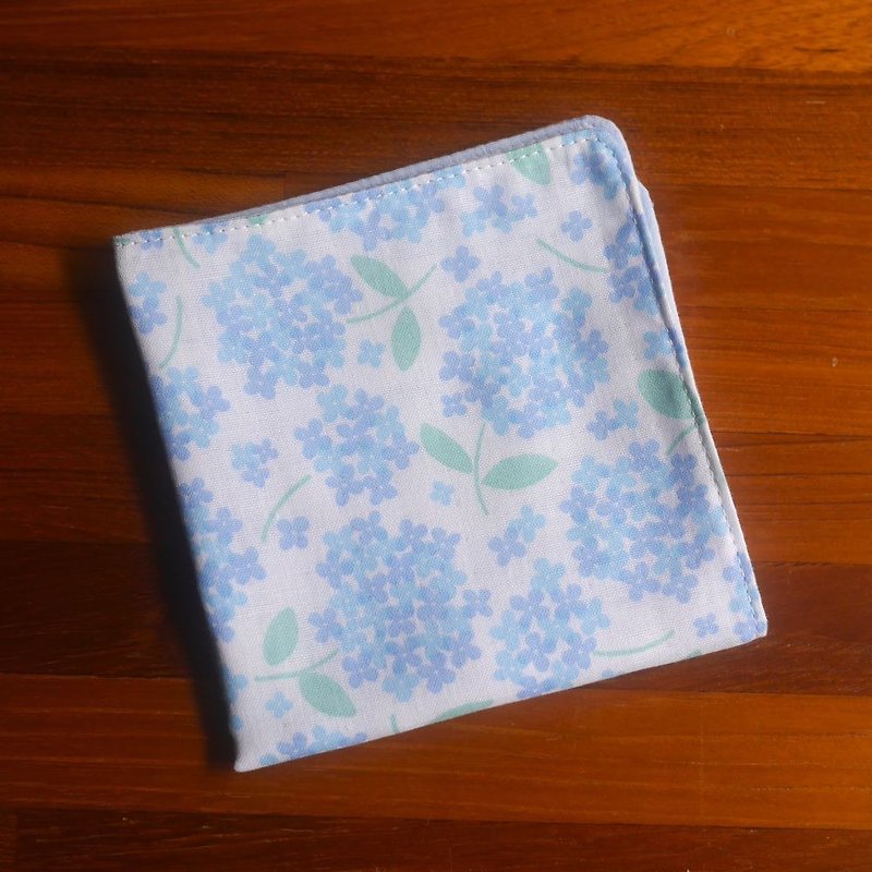 日本二重紗手帕 = 繡球花 = 藍 (共3色) - 手帕 - 棉．麻 