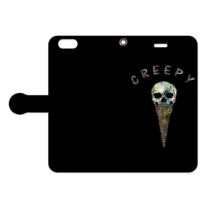[Handbook type iPhone case] Creepy ice cream 2 - เคส/ซองมือถือ - พลาสติก สีดำ