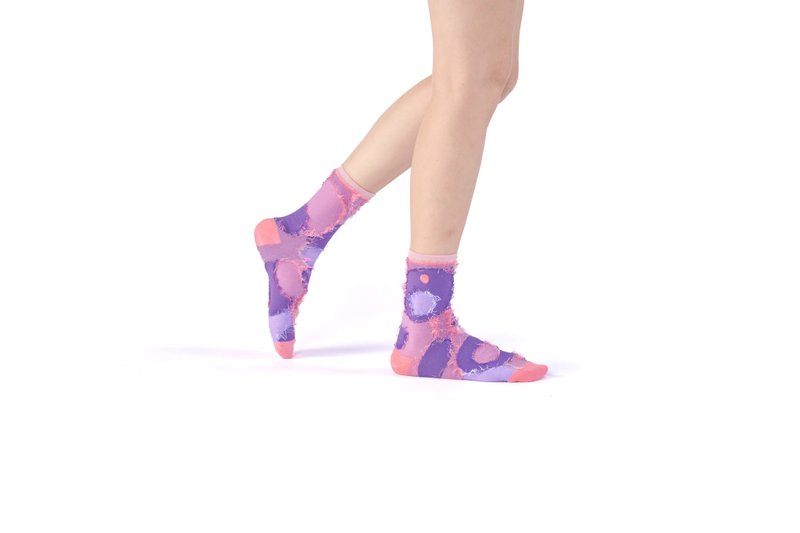 [Joint series reporter] Rhapsody/Purple (F)-MIT designed mid-calf socks - Socks - Cotton & Hemp Purple