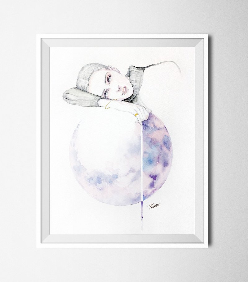 Nordic style hand-painted pencil watercolor painting NO.12 mural/home furnishings/interior design - ของวางตกแต่ง - กระดาษ ขาว