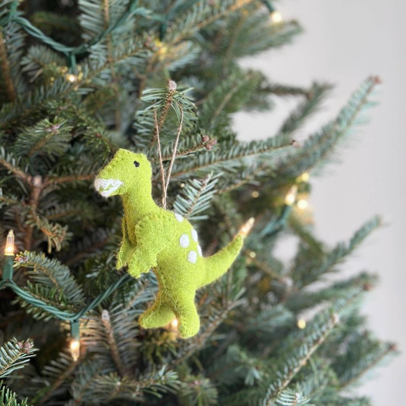 Christmas tree hanging dinosaur/tyrannosaurus Christmas decoration wool felt Christmas hanging ornaments Christmas decoration - ของวางตกแต่ง - ขนแกะ 