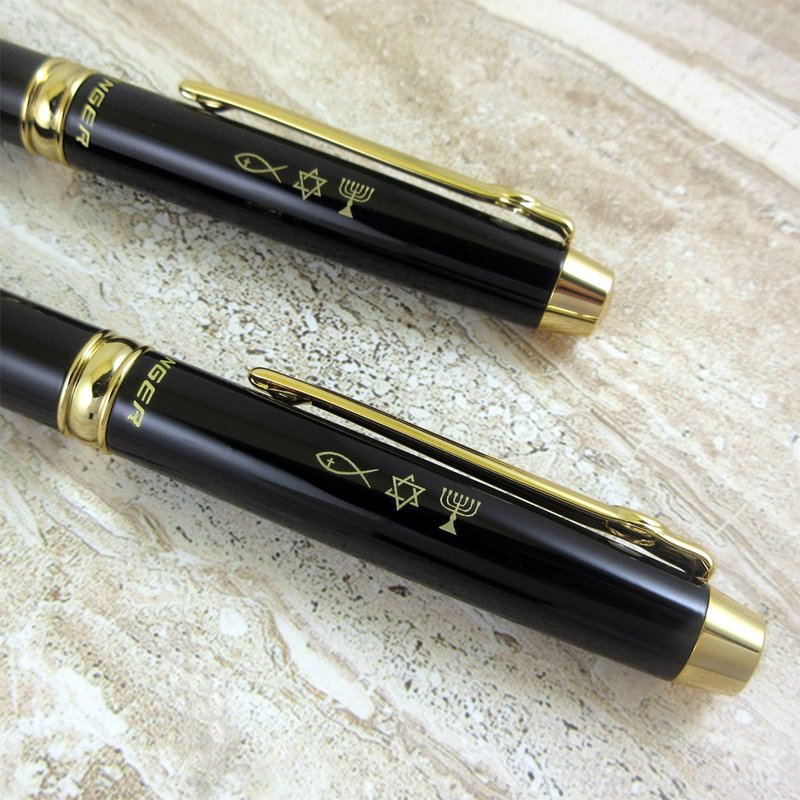 Eclipse [Starry Night Black] Fish Star of David Gold Menorah Ball Pen - ปากกา - ทองแดงทองเหลือง 