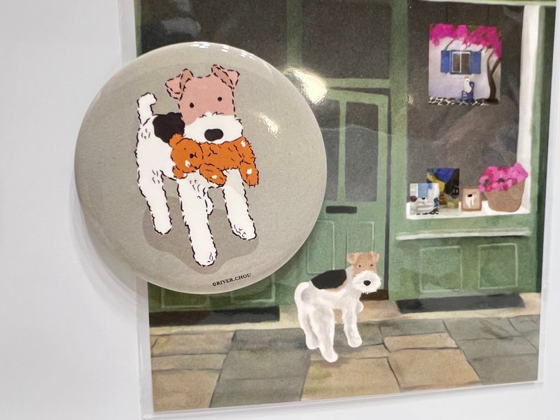Wirefoxterrier 剛毛獵狐梗 磁鐵開瓶器58mm  咬娃娃 卡其 - 磁鐵 - 不鏽鋼 卡其色