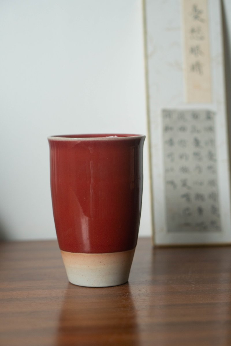 Copper red cup - แก้ว - เครื่องลายคราม สีแดง