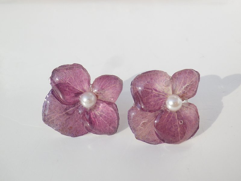 Real Hydrangea Earrings, Hydrangea Earrings, Real Flower Jewelry - ต่างหู - ซิลิคอน 