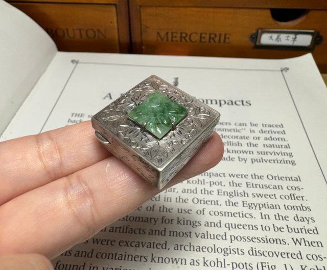 中国翡翠の手彫りの小さなシルバーの箱 - ショップ vintage-box その他