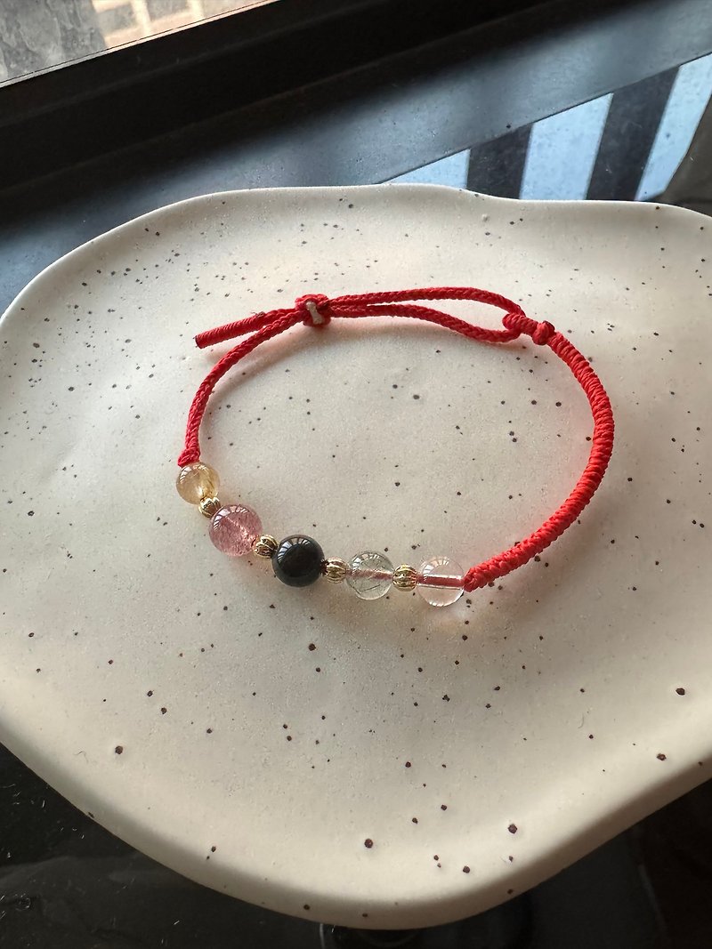 (Customized service) This is Neroli- Five Elements Wax Thread Braided Bracelet Five Elements Crystal - Bracelets - Crystal Red