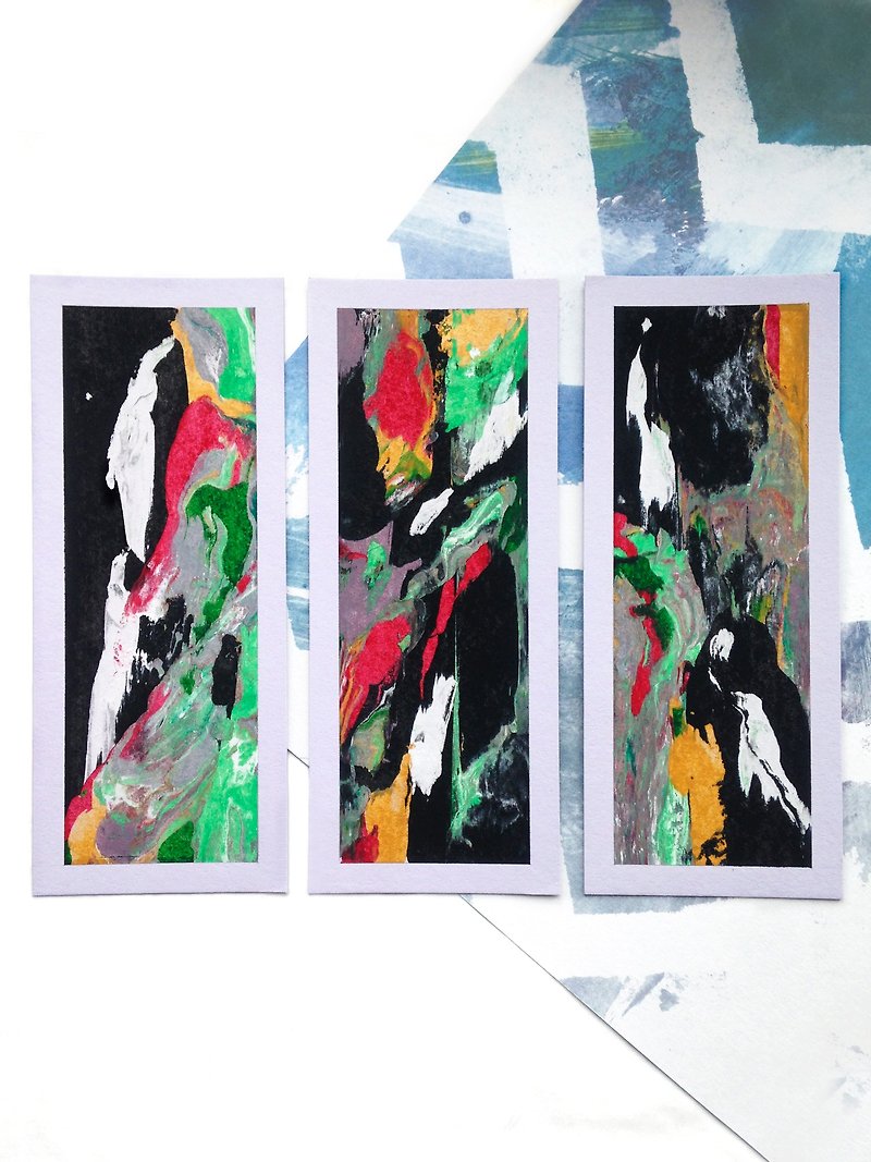 Abstract painting. Set of 3 little abstract paintings. Abstract landscape. - Posters - Paper Black