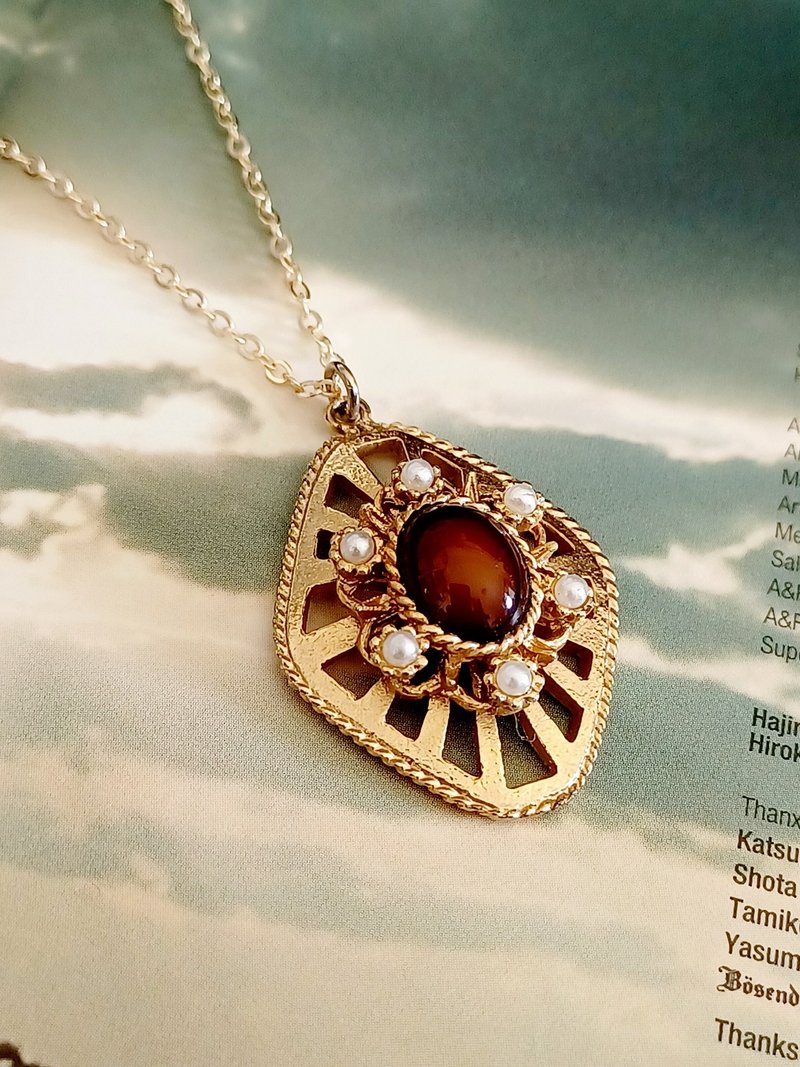 vintage jewelry SARAH COV 古典宮廷仿虎眼 項鍊 - 項鍊 - 其他金屬 