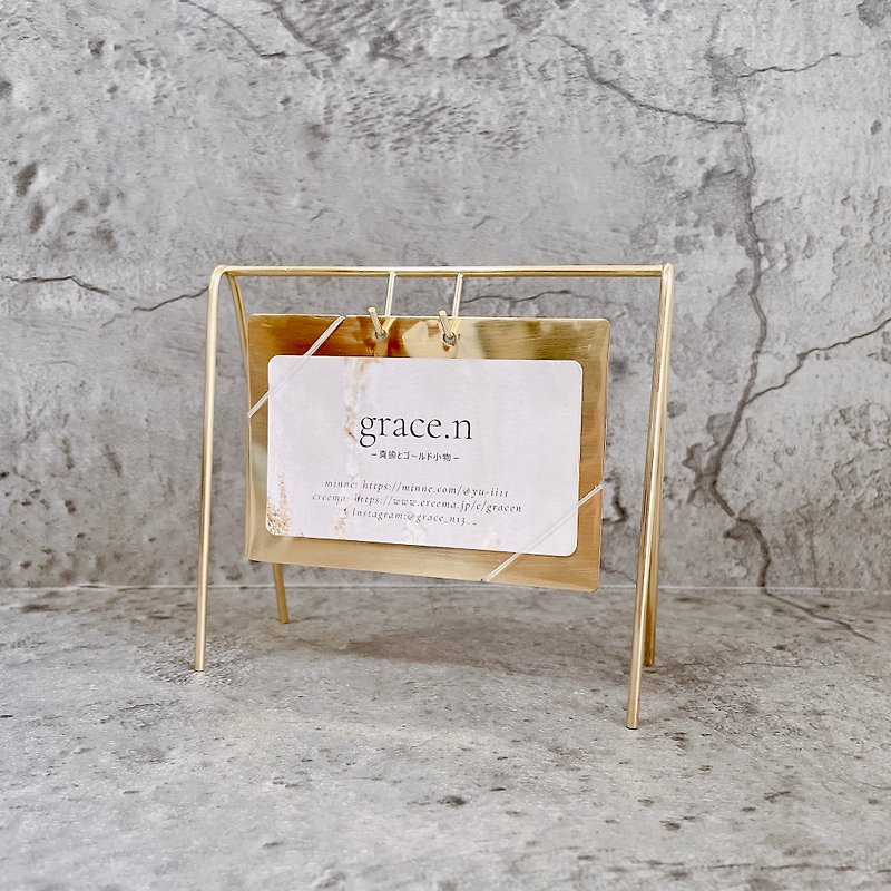 A brass stand that turns your business card into a signboard - Card Stands - Copper & Brass Gold