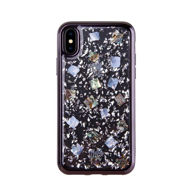 iPhoneX/Xs Lumence珍珠貝殼金屬邊框手機保護殼-黑色 - 手機殼/手機套 - 其他材質 黑色