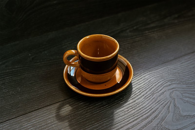 MelittaーBurgund series hand-painted antique espresso coffee cup tray / hand-washed coffee available - แก้วมัค/แก้วกาแฟ - ดินเผา สีนำ้ตาล