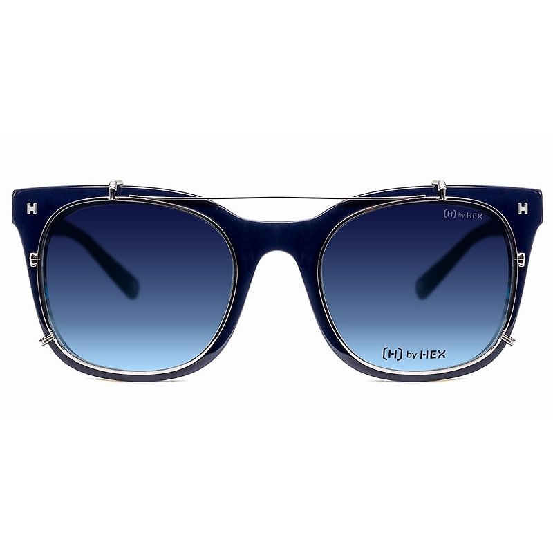 フロントにサングラスをかけたメガネ|サングラス|ブルーカラースタイリング|台湾製造|プラスチックボックス - 眼鏡・フレーム - その他の素材 ブルー