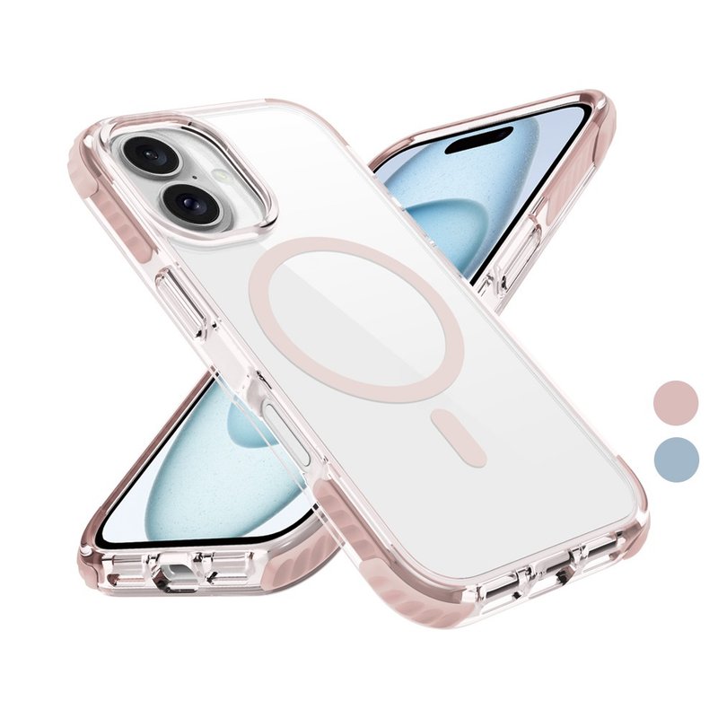 VOYAGE iPhone16/16 Plus ultra-military anti-fall protective case Pure Wave+ transparent powder - เคส/ซองมือถือ - พลาสติก สีใส