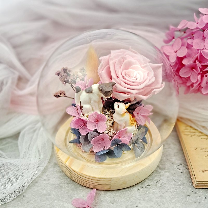 不滅の花ガラスカバー結婚祝い結婚式の装飾家具永遠のバラバレンタインデーギフトPF037 - ドライフラワー・ブーケ - 寄せ植え・花 ピンク