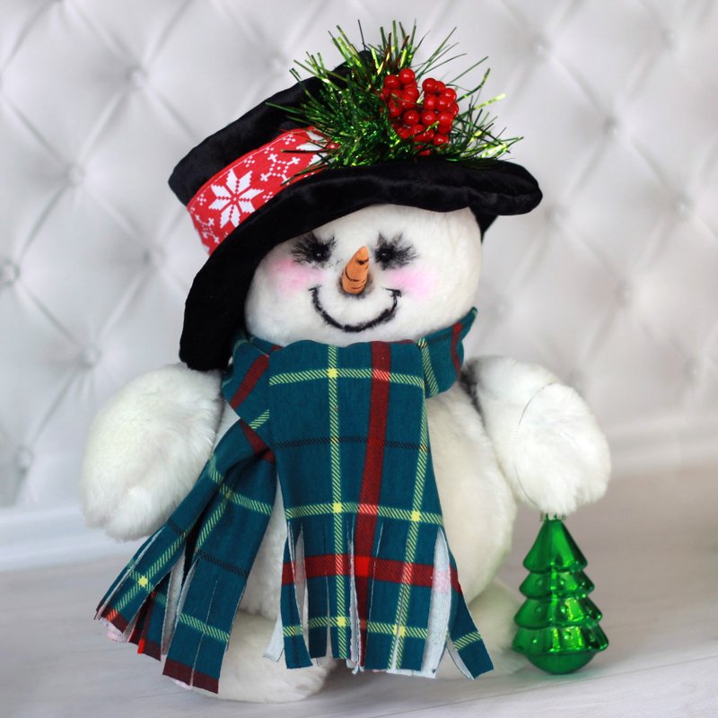 Plush Snowman doll. Soft toy. Interior doll. Ready to ship doll - 寶寶/兒童玩具/玩偶 - 其他材質 白色