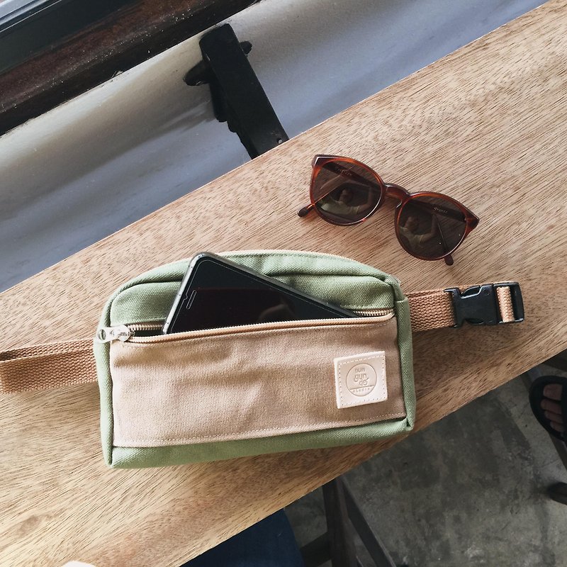 belt bag brown and army green colour - 後背包/書包 - 其他材質 卡其色