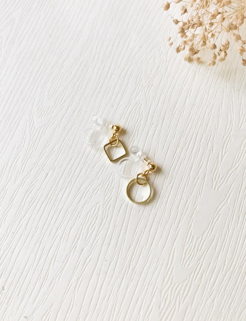 Small hanging clip earrings-single side // can be mixed and matched - ต่างหู - ซิลิคอน สีทอง