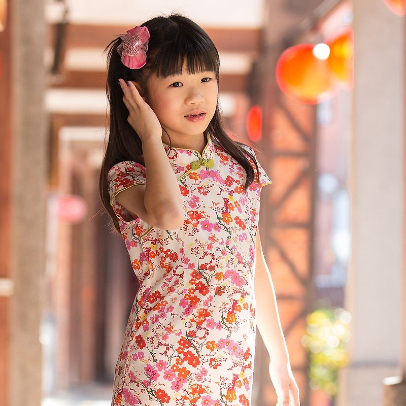 Children's cheongsam ancient style four seasons spring anghuajiao - กี่เพ้า - ผ้าฝ้าย/ผ้าลินิน หลากหลายสี