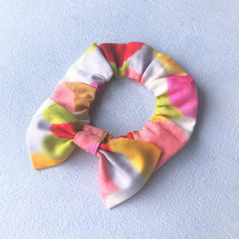 蝴蝶結鬆緊項圈 寵物領結 bow tie -- 彩色毛球_蘋果綠粉(現貨1) - 項圈/牽繩 - 棉．麻 多色