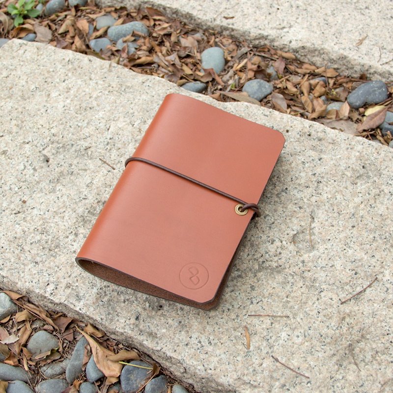 DUAL mellow 3mm leather simple handle A6 - light brown - Notebooks & Journals - Genuine Leather Brown
