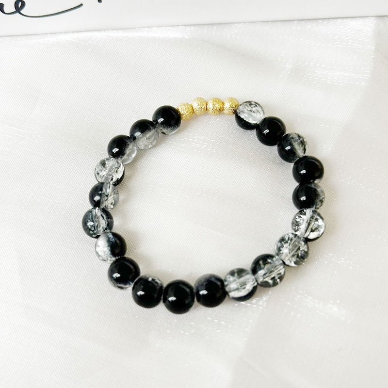 [Lily Zooey] Galaxy Phantom | Ice cracked glass bead bracelet - Bracelets - Colored Glass 