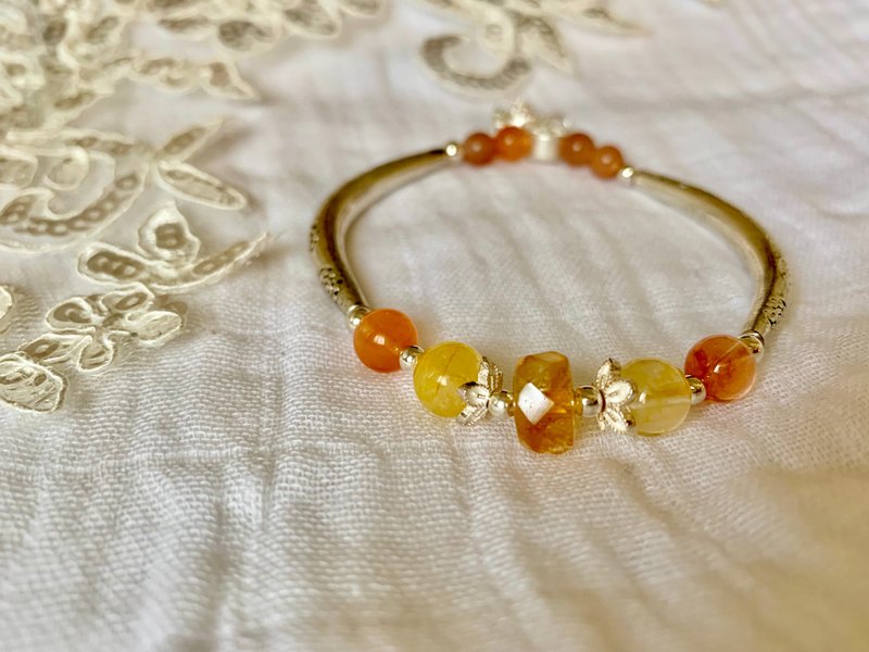 Little Money Fans-The God of Wealth Temple Can’t Kneel Down/Lucky Citrine/Attract Money/Attract Wealth - สร้อยข้อมือ - เครื่องเพชรพลอย สีส้ม