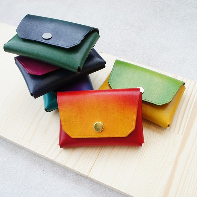 Dyeing Series-Large-capacity hand-dyed rivet business card storage box (gradient dyeing)-a total of 5 colors customized - กระเป๋าเครื่องสำอาง - หนังแท้ หลากหลายสี
