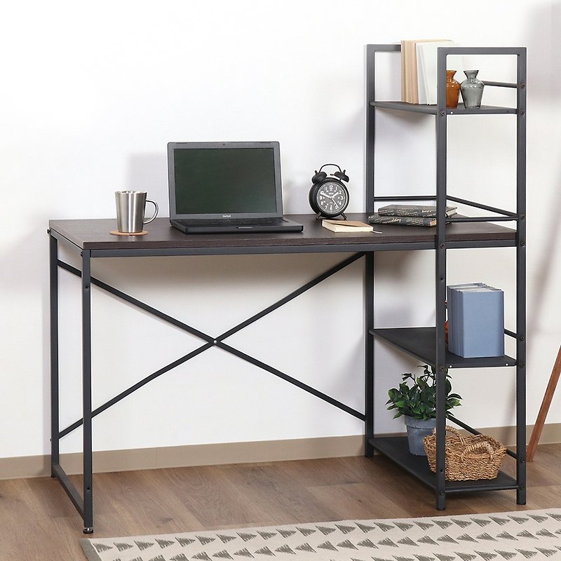 Japan FUJI BOEKI Minimalist Industrial Style Two-way Side Cabinet Desk/Work Desk (Depth 64cm)-DIY-Black - Dining Tables & Desks - Other Metals Black