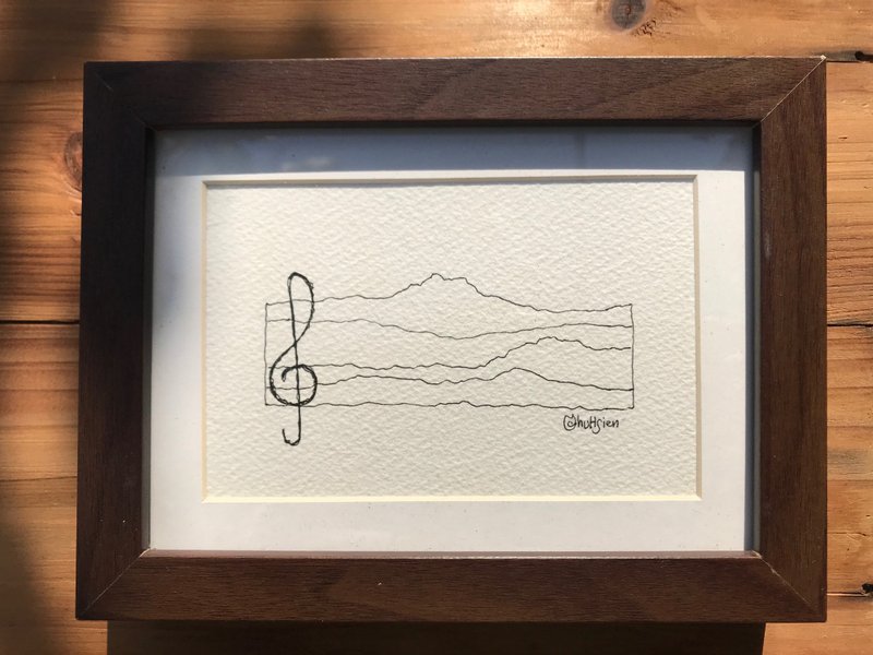山的五線譜/手繪 插畫 簡約 裝飾 藝品 安慰劑 黑白 無限 音樂 - 海報/掛畫/掛布 - 紙 白色