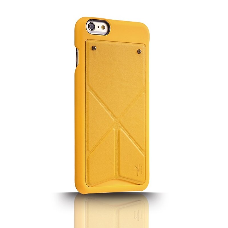 変形レザーケースを立ってのiPhone 6 / 6S / 4.7インチシリーズ - 黄色の光 - スマホケース - 革 イエロー