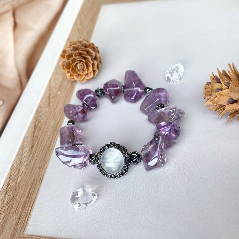 透體紫水晶 奶白月光 || 學業考運 貴人 愛情 姻緣人緣 水晶手鍊 - 手鍊/手鐲 - 水晶 紫色