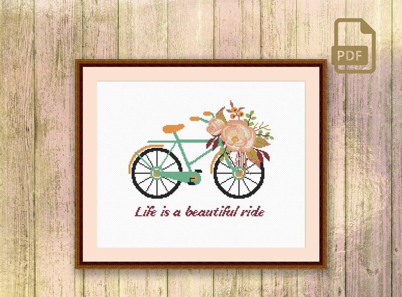 Life Is A Beautiful Ride Cross Stitch #oth035 - Knitting, Embroidery, Felted Wool & Sewing - Other Materials 