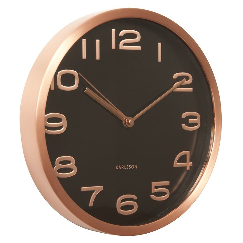 Karlsson, Wall clock 29cm Maxie copper numbers black - นาฬิกา - โลหะ สีดำ