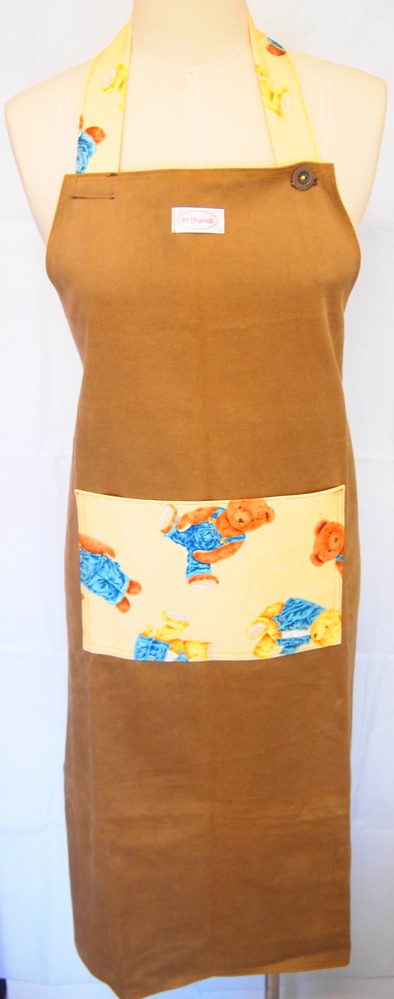 熊熊駝色斜紋刷毛圍裙 - 圍裙 - 棉．麻 
