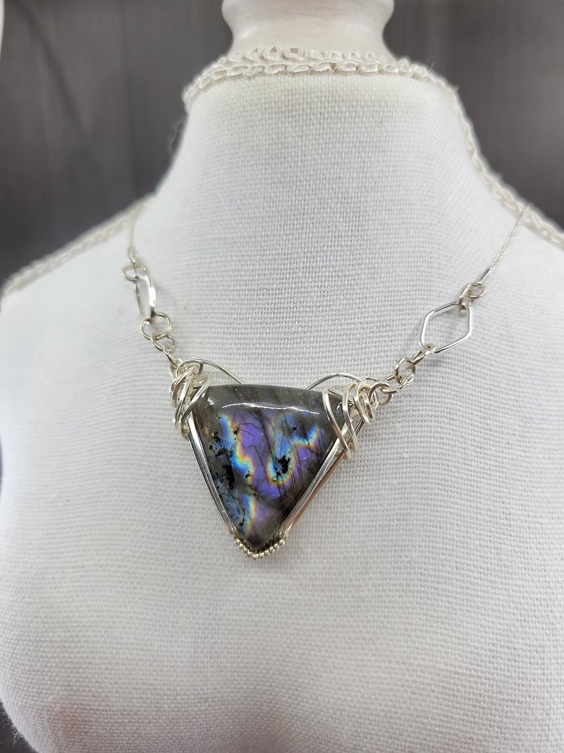 Purple Labradorite Hand-Wound Sterling Silver Choker Necklace - Necklaces - Sterling Silver 