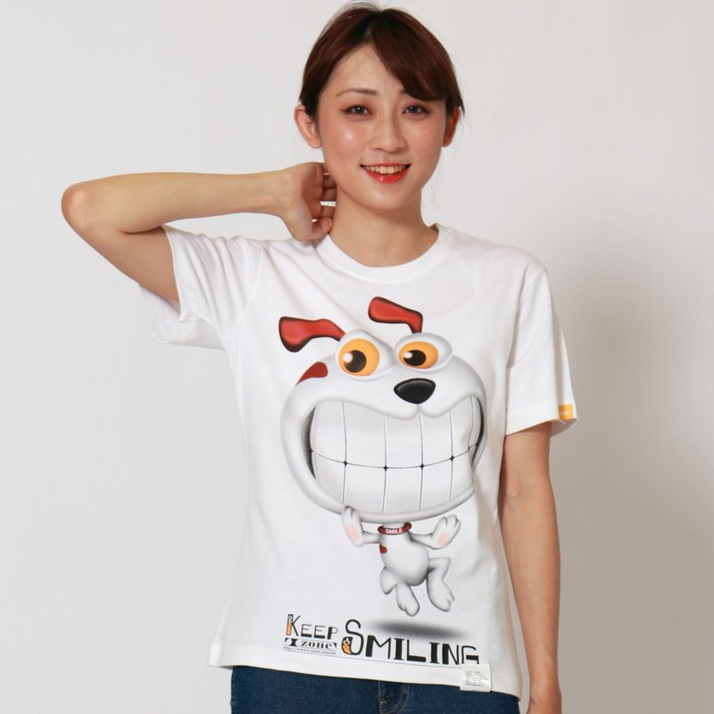 Smiling Dog II / 微笑大頭狗 II - 女 T 恤 - 棉．麻 
