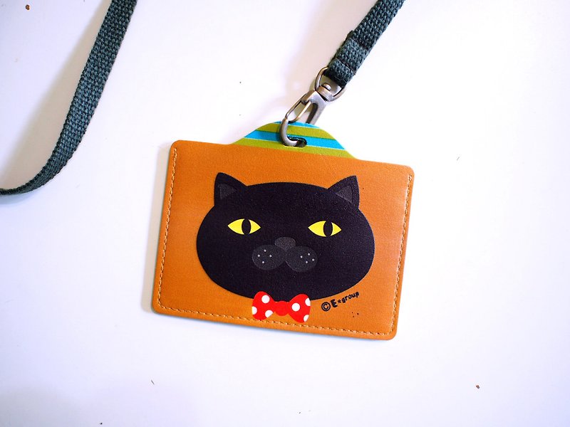 E*group Card Holder Black Meow Chocolate Matcha Leisure Card Holder Identification Card Holder Luggage Tag - ที่ใส่บัตรคล้องคอ - พลาสติก สีนำ้ตาล