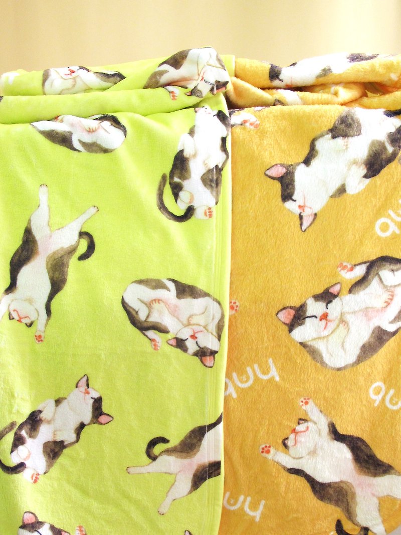 Cat Kitten Blanket Puppy Air Conditioning Blanket Warm Blanket Quilt Blanket Warm Blanket Pet Cover - ผ้าห่ม - ผ้าฝ้าย/ผ้าลินิน สีเหลือง