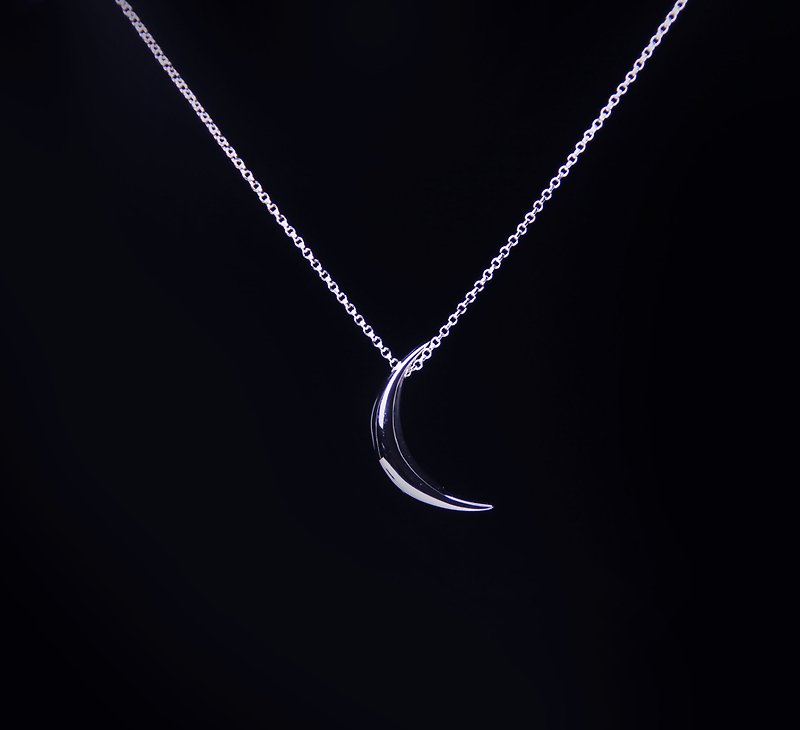 Exclusive-YELU Jewelry Moon Necklace Moon Half Bend - สร้อยคอ - เงิน 