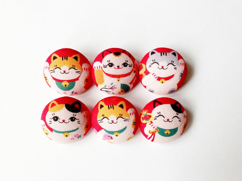 Cloth buttons, knitted sewing handmade materials, lucky cat DIY materials - เย็บปัก/ถักทอ/ใยขนแกะ - ผ้าฝ้าย/ผ้าลินิน สีแดง