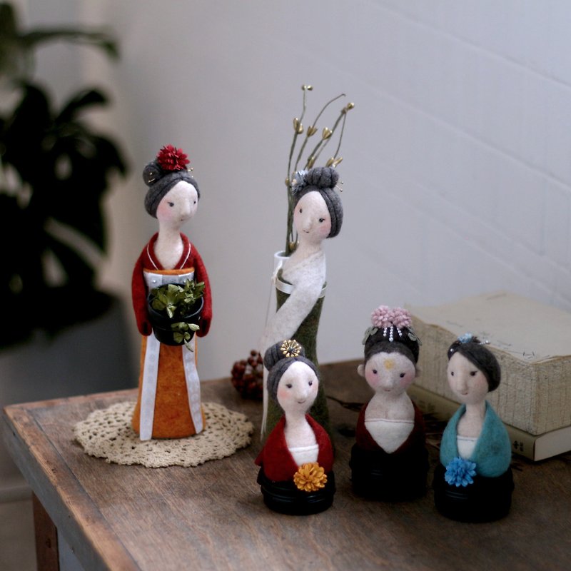 From 6.27 [Needle Felt 2 Lessons] Tang Dynasty‧ Ladies with Hairpins - Knitting / Felted Wool / Cloth - Wool 