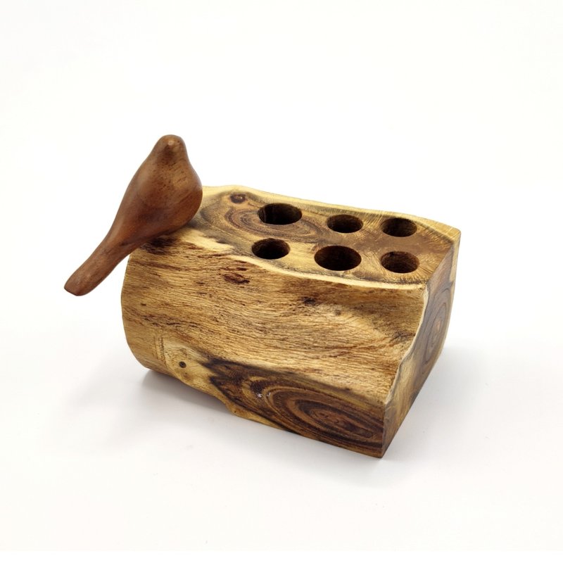 Wooden pen holder. Handcarved bird. - Other - Wood 